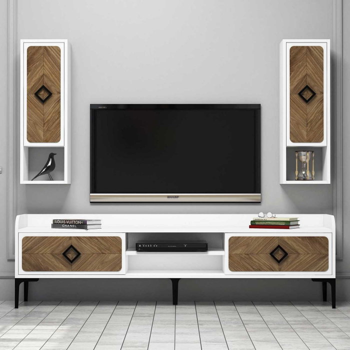 Hanah Home Mueble de TV Samba - Blanco y Nogal